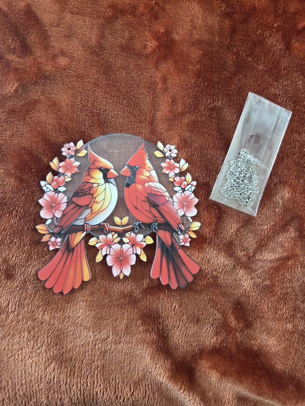 Cardinal Bird Wall Decor Hanging Ornament - Red